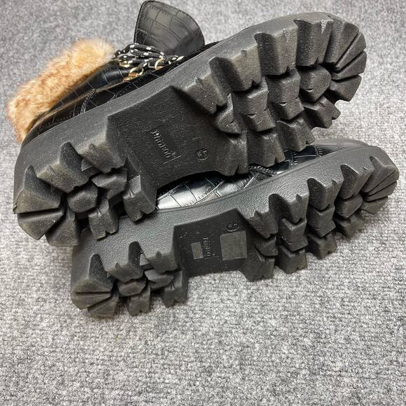 BAMBOO FORCE 10 Womens Lace Up Combat Boots Faux Fur Trim Size Size 8 - Picture 7 of 9